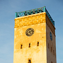 Image showing old brick tower in morocco africa village and the sky