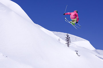 Image showing Extreme Skier in the jump