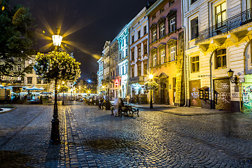 Image showing Rynok Square in Lviv at night