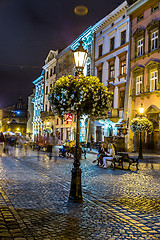 Image showing Rynok Square in Lviv at night