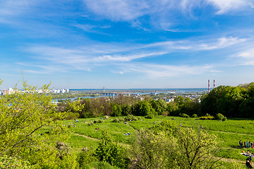 Image showing Cityscape of Kiev, Ukraine. Green trees, landscape