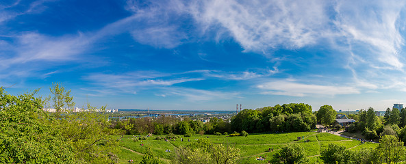 Image showing Cityscape of Kiev, Ukraine. Green trees, landscape