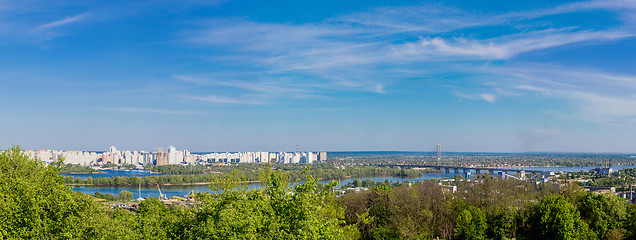 Image showing Cityscape of Kiev, Ukraine. Green trees, landscape