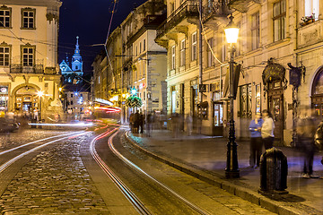 Image showing Rynok Square in Lviv at night