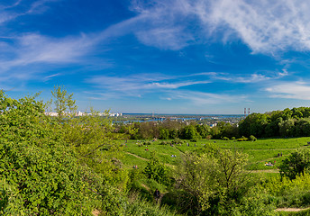 Image showing Cityscape of Kiev, Ukraine. Green trees, landscape