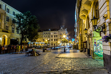 Image showing Rynok Square in Lviv at night