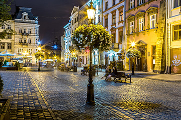 Image showing Rynok Square in Lviv at night