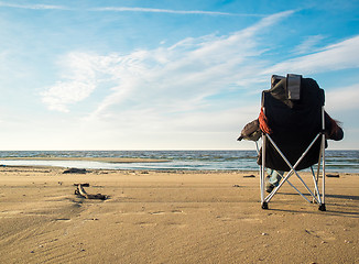 Image showing woman resting on beach