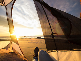 Image showing Tourism autumn, close up legs 