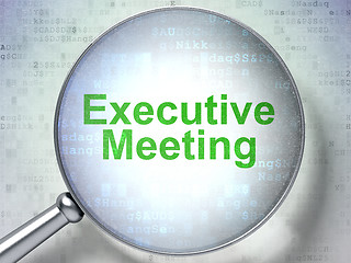 Image showing Finance concept: Executive Meeting with optical glass