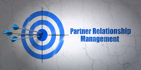 Image showing Finance concept: target and Partner Relationship Management on wall background