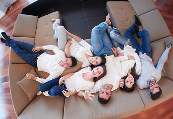 Image showing friends group get relaxed at home