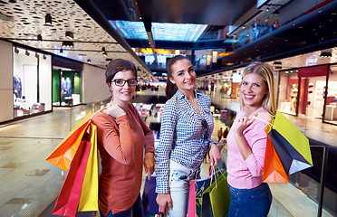 Image showing happy young girls in  shopping mall