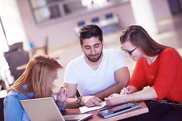 Image showing students group working on school  project  together