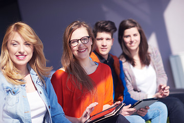 Image showing students group working on school  project  together