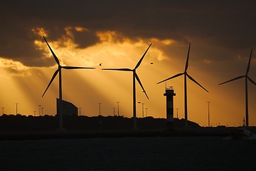 Image showing Wind power turbines