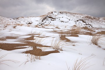 Image showing Sand Dunes With Snow