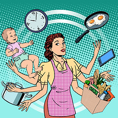 Image showing Housewife work time family success woman