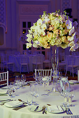 Image showing flowers on table in wedding day