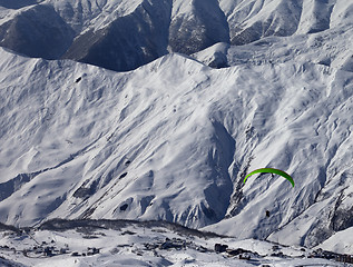 Image showing Speed riding in snowy winter mountains