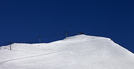 Image showing Panoramic view on ski slope and ropeway