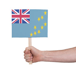 Image showing Hand holding small card - Flag of Tuvalu
