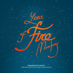 Image showing Year of fire monkey Lettering