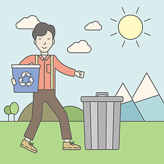 Image showing Man with recycle bins.