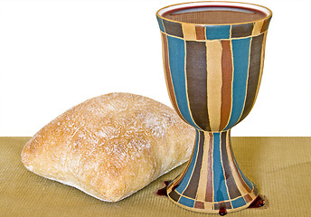 Image showing Wine and bread