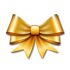 Image showing Golden vector gift bow on white background.