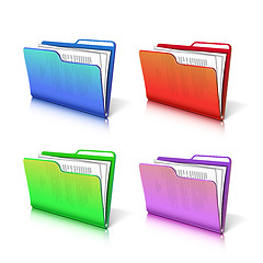 Image showing Set of colorful  transparent folder with papers.