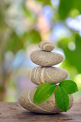 Image showing Stack of round smooth stones 