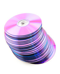 Image showing Falling heap of purple CDs