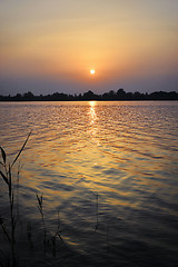 Image showing Sunset over the lake