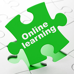 Image showing Studying concept: Online Learning on puzzle background