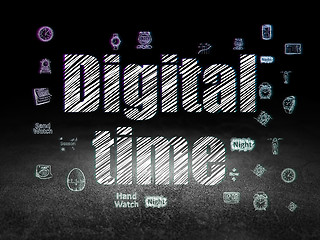 Image showing Time concept: Digital Time in grunge dark room