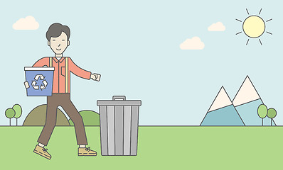 Image showing Man with recycle bins.