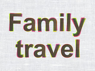 Image showing Vacation concept: Family Travel on fabric texture background