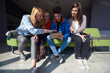 Image showing students group working on school  project  together