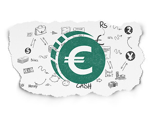 Image showing Money concept: Euro Coin on Torn Paper background