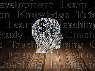 Image showing Education concept: Head With Finance Symbol in grunge dark room