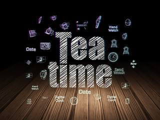 Image showing Timeline concept: Tea Time in grunge dark room