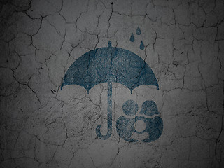 Image showing Security concept: Family And Umbrella on grunge wall background