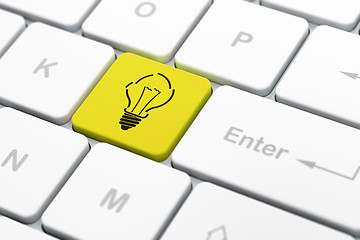 Image showing Business concept: Light Bulb on computer keyboard background