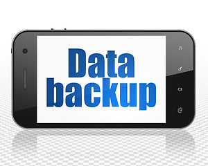 Image showing Data concept: Smartphone with Data Backup on display