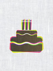 Image showing Entertainment, concept: Cake on fabric texture background