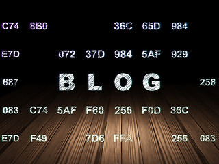 Image showing Web design concept: Blog in grunge dark room