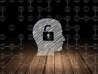 Image showing Finance concept: Head With Padlock in grunge dark room