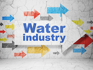 Image showing Manufacuring concept: arrow with Water Industry on grunge wall background