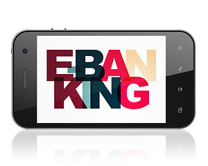 Image showing Banking concept: Smartphone with E-Banking on  display